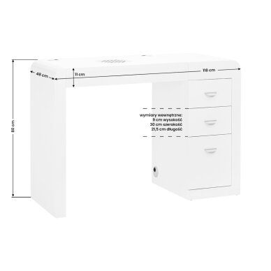 Maniküretisch mit Staubabsaugung IDEAL WHITE LINKS 10