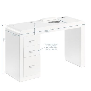 Manicure table with dust collector IDEAL COSMETIC DESK WHITE 3