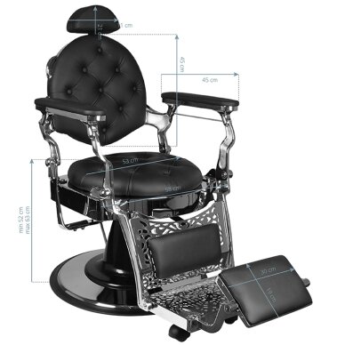 Barber krēsls Barber Chair Gabbiano Silver Black 5