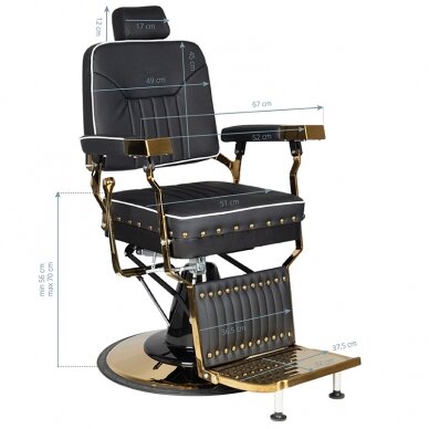 Fotel barberski Barber Chair Gabbiano Filippo Gold Black 5