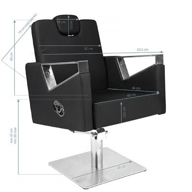 Kirpyklos kėdė GABBIANO BARBER HAIRDRESSING CHAIR VILNIUS ALPHA BLACK 5
