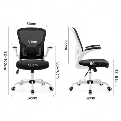 Kontoritool ratastel OFFICE CHAIR ERGONOMIC WHITE BLACK 4