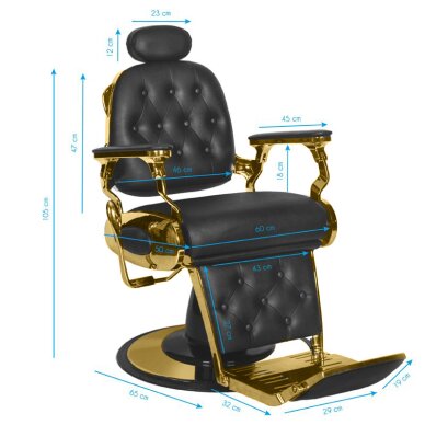 Barber krēsls Barber Chair Gabbiano Francesco Gold Black 4 Barber krēsls Barber Chair Gabbiano Francesco Gold Black 4