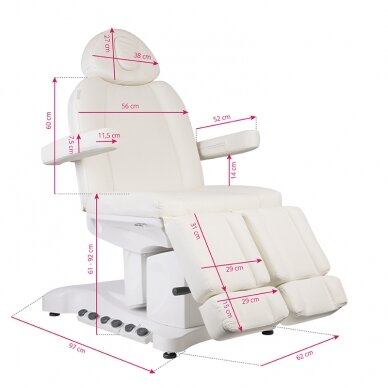 Kosmetoloģijas krēsls AZZURRO PEDI PRO ELECTRIC 3 MOTOR WHITE HEATED 13
