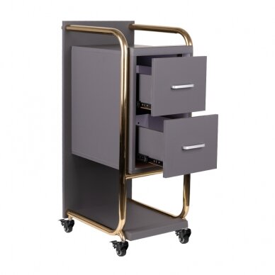 Kosmetologinis vežimėlis GABBIANO HAIRDRESSER HELPER SOLO MODEL GOLD GREY 1