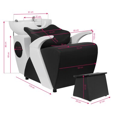 Hairdressing salon sink Gabbiano C024 Black 5