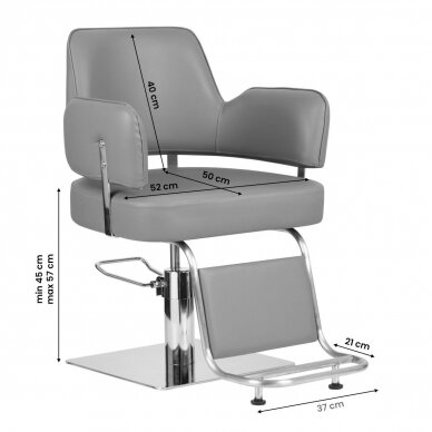 Frizieru krēsls GABBIANO PROFESSIONAL HAIRDRESSING CHAIR LINZ SILVER GREY 5