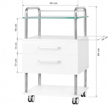 Kosmetologinis vežimėlis 6052 WHITE 4