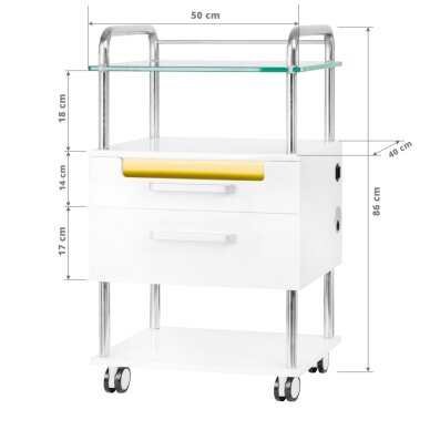 Kosmētikas ratiņi ar UV-C lampu 6052T, balti 7
