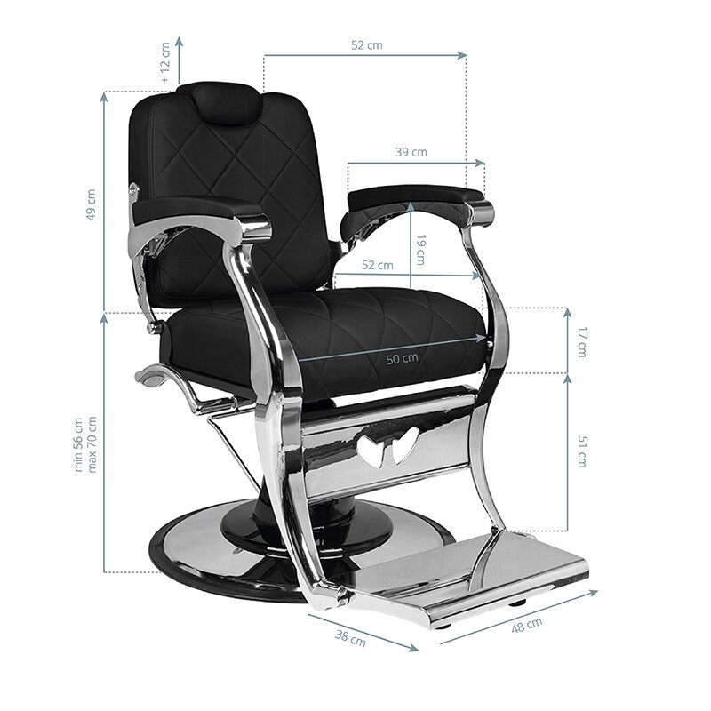 Fotel barberski Barber Chair Gabbiano Dario Black 6