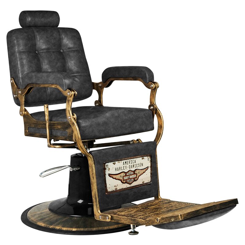 Fotel barberski Barber Chair Gabbiano Boss Old Leather Black 1