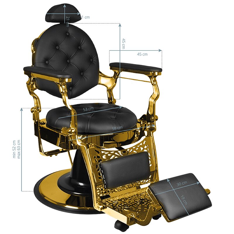 Barber krēsls Barber Chair Gabbiano Gold Black 5 Barber krēsls Barber Chair Gabbiano Gold Black 5