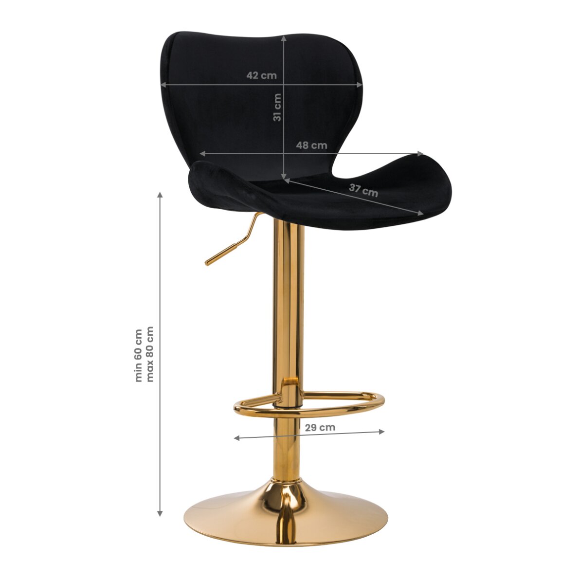 Bar stool BRAVISIMUS VELVET BLACK GOLD 5 Bar stool BRAVISIMUS VELVET BLACK GOLD 5