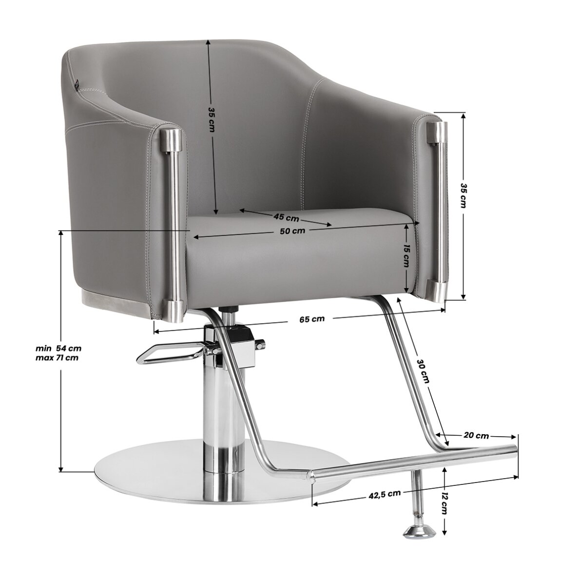 Frizieru krēsls Gabbiano Professional Hairdressing Chair Burgos Grey 7 Frizieru krēsls Gabbiano Professional Hairdressing Chair Burgos Grey 7