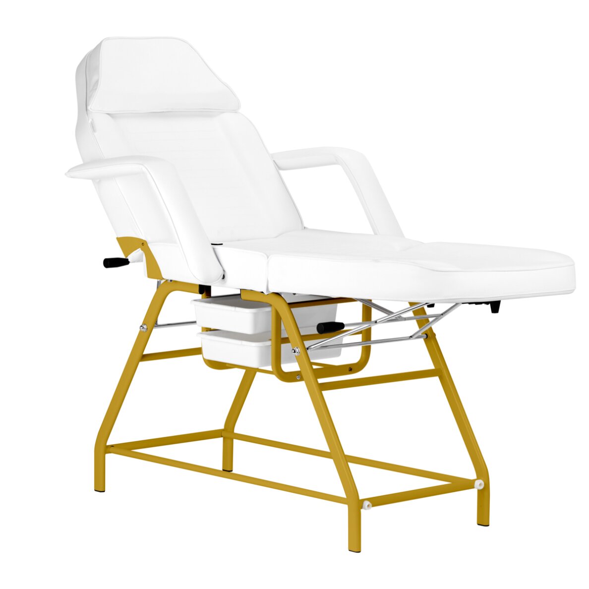 Kosmetoloģijas krēsls BEAUTY CHAIR 557G MODEL GOLD WHITE 2