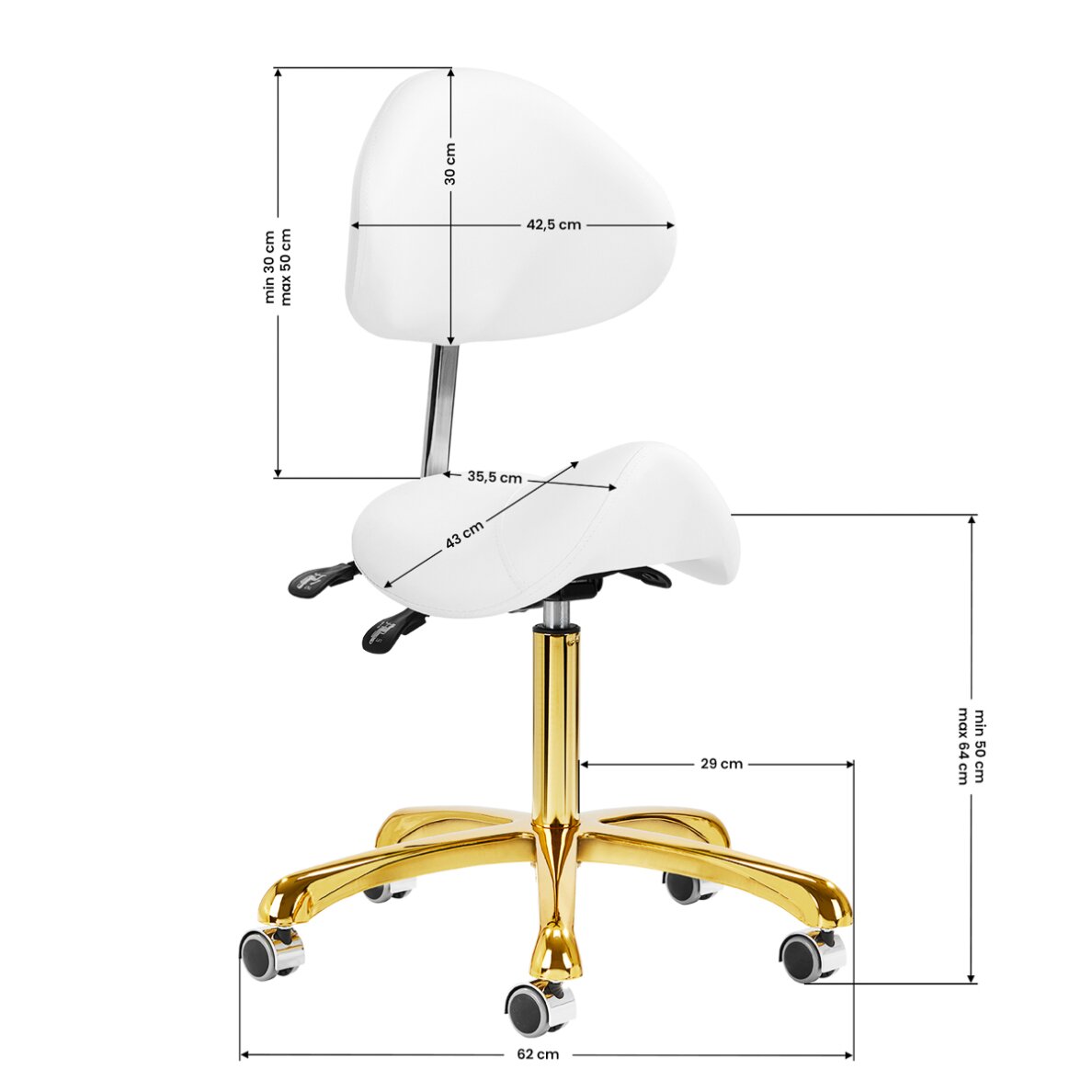 Beautician stool Giovanni 1004 Gold White 9 Beautician stool Giovanni 1004 Gold White 9