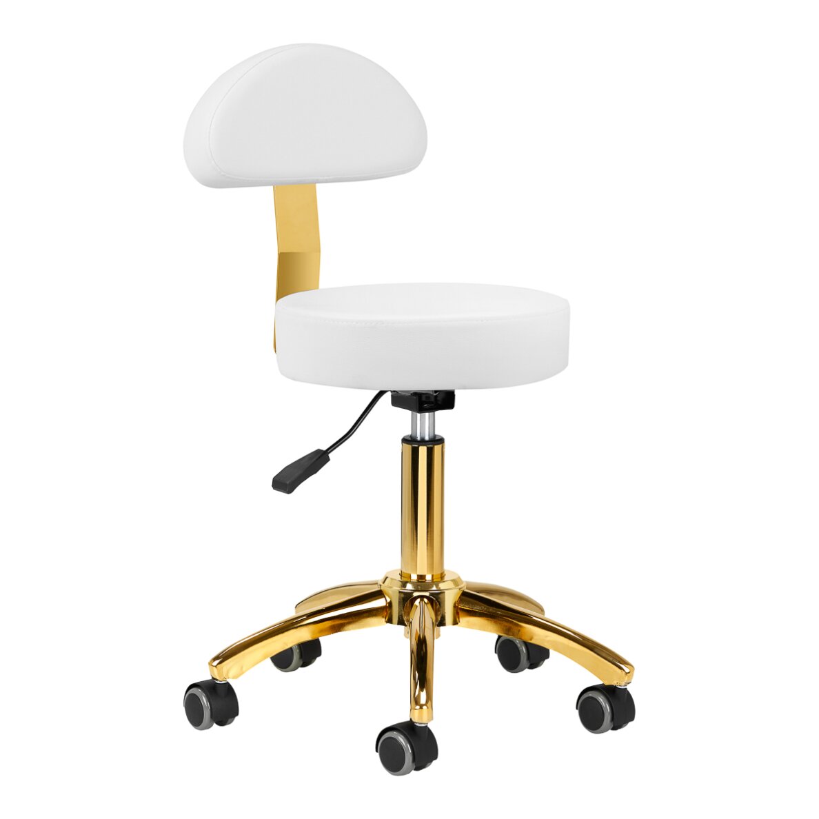 Табурет косметолога STOOL BEAUTY BACKREST ROUND GOLD WHITE Табурет косметолога STOOL BEAUTY BACKREST ROUND GOLD WHITE