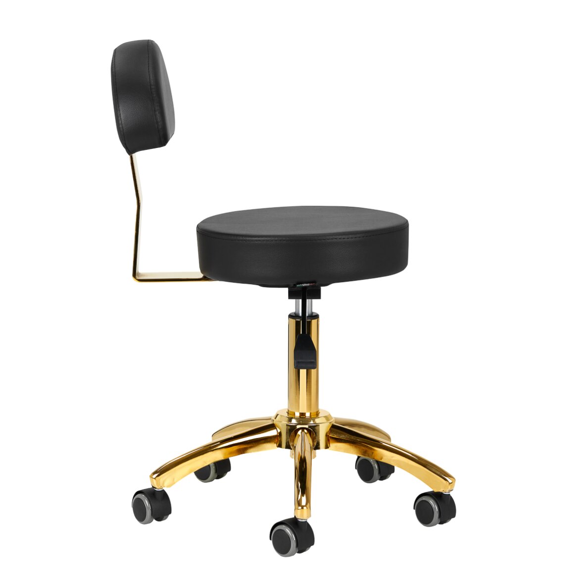 Kosmetoloģijas taburete STOOL BEAUTY BACKREST ROUND GOLD BLACK 1