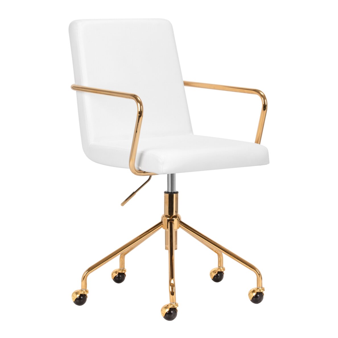 Office chair with wheels QS-OF211G Gold White Office chair with wheels QS-OF211G Gold White