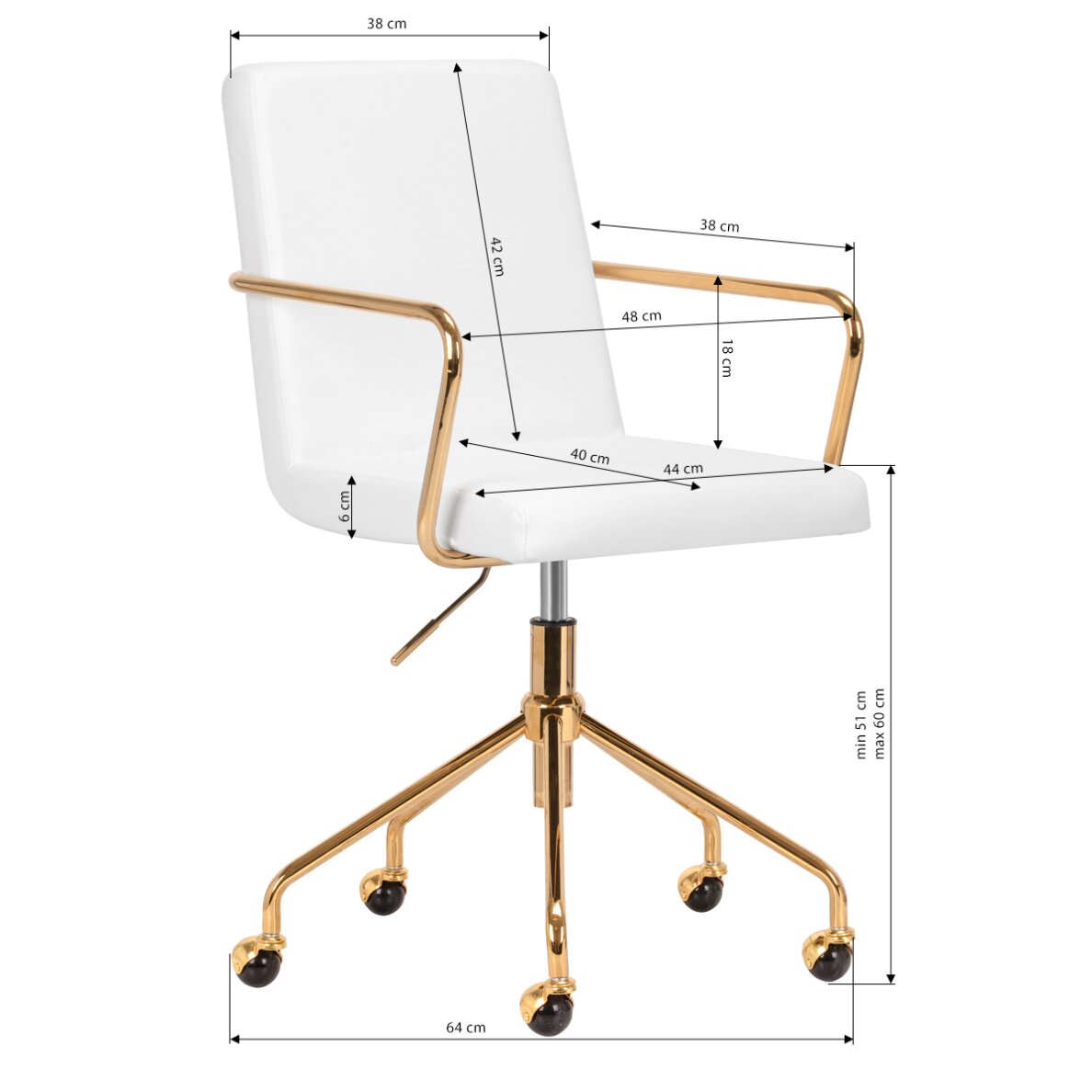 Office chair with wheels QS-OF211G Gold White 8