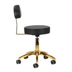 Kosmetologinė meistro kėdutė STOOL BEAUTY BACKREST ROUND GOLD BLACK