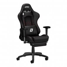 Spēļu krēsls ar kāju balstu DARK PREMIUM GAMING CHAIR BLACK LEATHER WITH FOOTREST