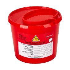 1L medical waste container, red