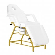 Kosmetoloģijas krēsls BEAUTY CHAIR 557G MODEL GOLD WHITE