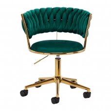 Kauneushoitolan pyörillä varustettu tuoli 4Rico QS-GW01G Velvet Green