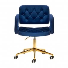 Skaistumkopšanas salona krēsls uz riteņiem 4Rico QS-OF213G Velvet Blue
