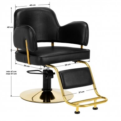 Frizieru krēsls HAIR SYSTEM PROFESSIONAL HAIRDRESSING CHAIR LINZ GOLD BLACK 8