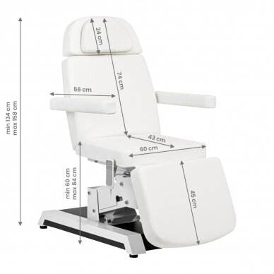 Kosmetoloģijas krēsls Expert Electric 2 Motors W-12 Professional White 14