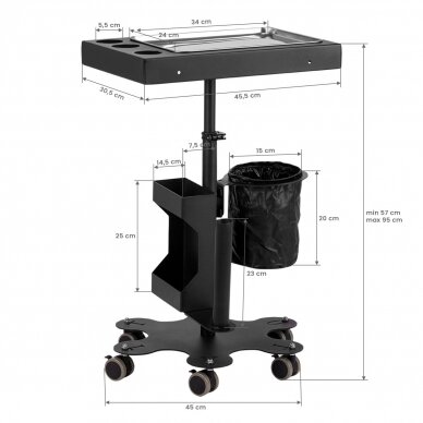 Kosmetologinis vežimėlis - staliukas įrangai PRO INK 716C BLACK 6