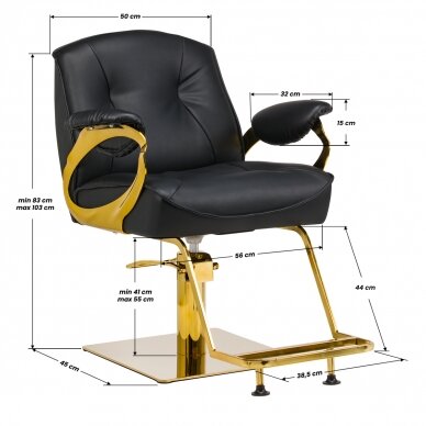 Frizieru krēsls HAIR SYSTEM PROFESSIONAL HAIRDRESSING CHAIR HS30 GOLD BLACK 6