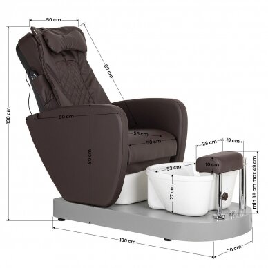 Pedikiūro krėslas AZZURRO 016C PEDICURE MASSAGE CHAIR BROWN 16
