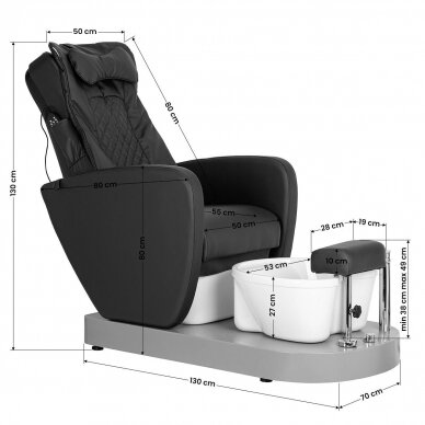 Pedikiūro krėslas AZZURRO 016C PEDICURE MASSAGE CHAIR BLACK 16