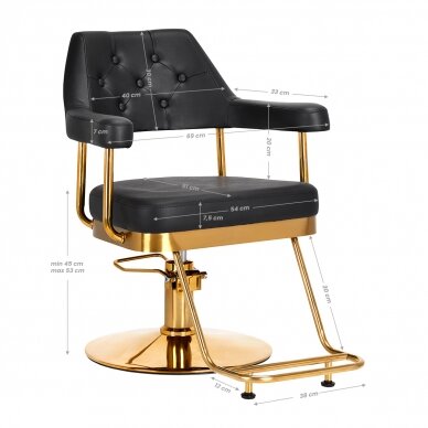 Парикмахерское кресло GABBIANO PROFESSIONAL HAIRDRESSING CHAIR GRANADA GOLD BLACK 7