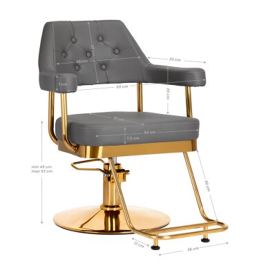 Kirpyklos kėdė GABBIANO PROFESSIONAL HAIRDRESSING CHAIR GRANADA GOLD GRAY 7 Kirpyklos kėdė GABBIANO PROFESSIONAL HAIRDRESSING CHAIR GRANADA GOLD GRAY 7