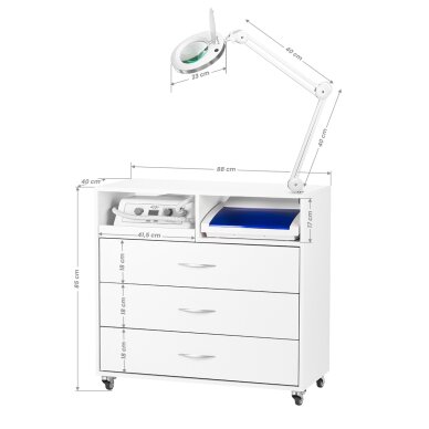 SET: Exo Podo Line manicure nail file + Y-200 cosmetic trolley + ELEGANTE cosmetic LED lamp + UV-C Blue sterilizer 11