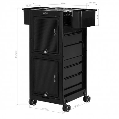 Парикмахерская тележка GABBIANO HAIRDRESSER HELPER 68C BLACK 15
