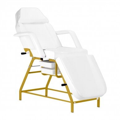 Kosmetoloģijas krēsls BEAUTY CHAIR 557G MODEL GOLD WHITE