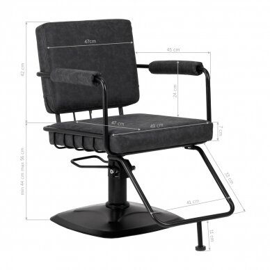 Kampaamotuoli Gabbiano Professional Hairdressing Chair Katania Loft Old Leather Black 9