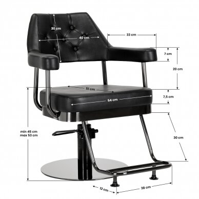 Kirpyklos kėdė Gabbiano Professional Hairdressing Chair Granada Black 7