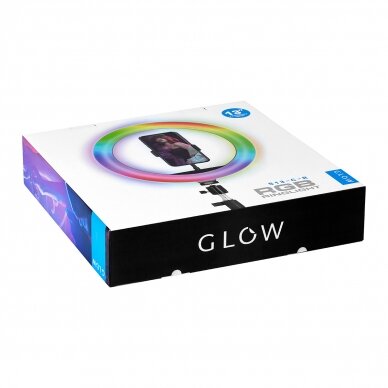 Kosmetologinė LED lempa makiažui su stovu GLOW RING RGB LIGHT 13" 10W 14