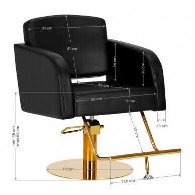Kirpyklos kėdė Gabbiano Professional Hairdressing Chair Turin Gold Black 7