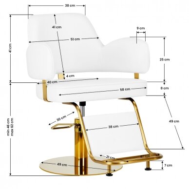 Juuksuritool Gabbiano Professional Hairdressing Chair Linz Gold White 6