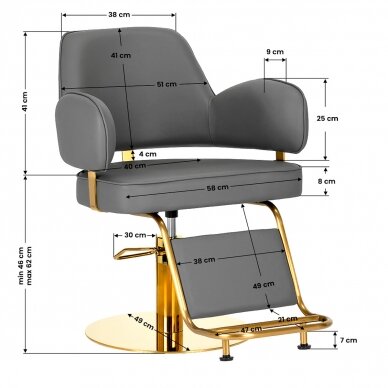 Juuksuritool Gabbiano Professional Hairdressing Chair Linz Gold Grey 6