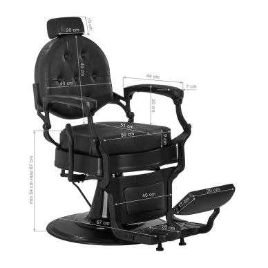 Fotel barberski Barber Chair Gabbiano President Black 15