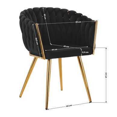 Armchair 4Rico QS-GW06G Velvet Black 8 Armchair 4Rico QS-GW06G Velvet Black 8
