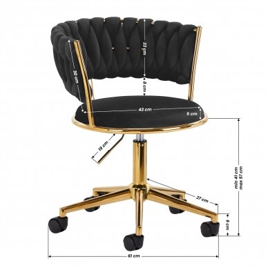 Biuro kėdė su ratukais 4Rico QS-GW01G Velvet Black 7